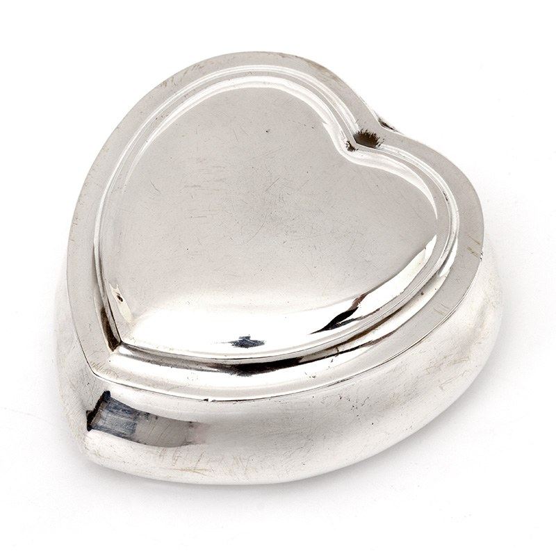 Edwardian Silver Heart Shaped Trinket Jewellery Box (1902)
