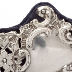 Late Victorian Silver Photo Frame Embossed and Pierced with Scrolls and Floral Scenes