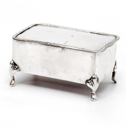 Silver Jewellery Box with a Hinged Ribbon and Reed Mounted Lid