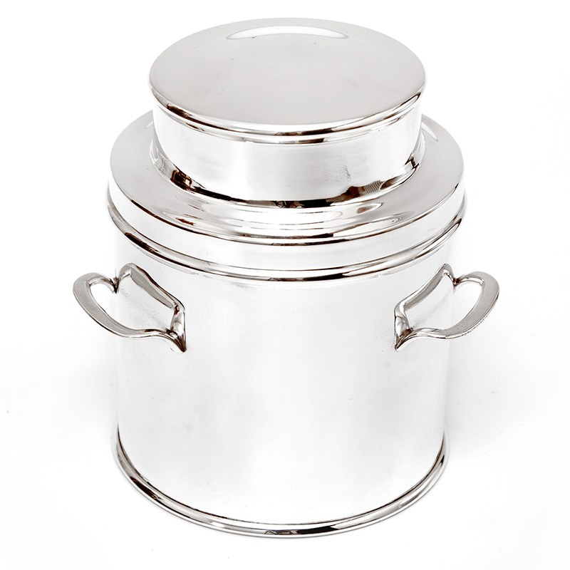 Large Silver Plated Churn Shaped Biscuit or Trinket Box (c.1930)