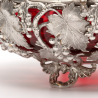 Circular Victorian Silver Plated Basket with the Original Cranberry Glass Liner