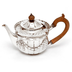 Victorian Silver Bachelor Style Tea Pot with a Crested Body