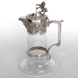 Victorian Elkington & Co Silver Plated and Cut Glass Claret Jug with Bacchus Mask Spout