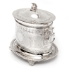 Victorian Silver Plated Biscuit Box with a Roman Helmet Finial and Roman Warrior Frieze
