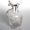 Victorian Silver Plated and Glass Claret Jug Engraved with Thistles