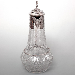 Victorian Silver Plated Cut Glass Claret Jug with Bacchus Spout