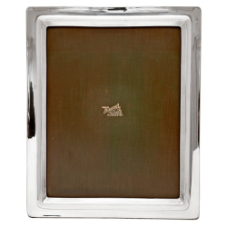 Large Stylish Plain Rectangular Silver Frame with Oak Easel Back