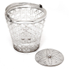 English Cut Glass and Silver Plated Ice Pail with Floral Pattern Pierced Ice Grill
