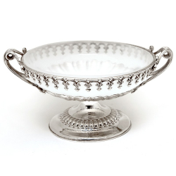 Victorian Silver Plated Comport Bowl with Opaque White Glass Liner