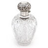 Victorian Ovoid Shape Cut Glass and Silver Perfume Bottle