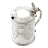 Victorian Silver Drum Mustard Pot with Engraved Body and Glass Liner