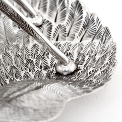 Victorian Silver Plated Toast Rack Shaped as a Bird Wing Engraved with Feathers