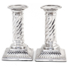 Pair of Victorian Silver Plated Candle Sticks with Spiral Fluted Columns