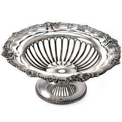Quality Circular Antique Silver Pedestal Dish