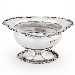 Small Edwardian Oval Silver Bowl with Floral Border (1909)