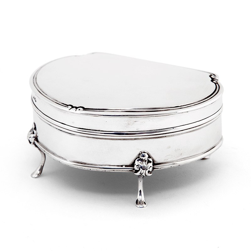 Antique Walker & Hall Shaped Silver Jewellery Box (1916)