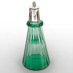 Victorian Tapering Green Glass Claret Jug with Plain Silver Plated Mount