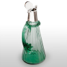 Victorian Tapering Green Glass Claret Jug with Plain Silver Plated Mount