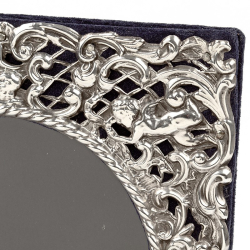 Edwardian Square Silver Frame Decorated with Cherubs and Scrolling Flowers