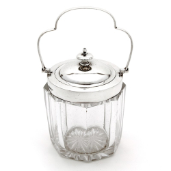 Antique Silver Mounted Barrel or Ice Pail with a Cut Glass Paneled Body (1913)