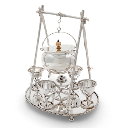 Victorian Novelty Silver Plated Egg Coddler with Four Egg Cups (c.1890)