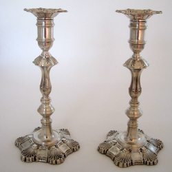 Attractive Pair of George II Style Silver Candlesticks (1970)
