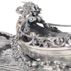 Large Continental Silver Plate Boat Shaped Centrepiece