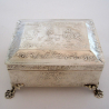 Antique Dutch Rectangular Silver Casket or Box with a Hinged Lid