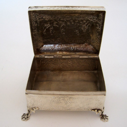 Antique Dutch Rectangular Silver Casket or Box with a Hinged Lid