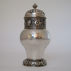 Finnigans Ltd Silver Sugar Caster with Pierced Pull Off Lid and Gilt Interior