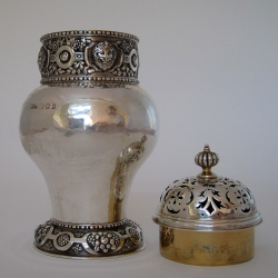 Finnigans Ltd Silver Sugar Caster with a Pierced Pull Off Lid and Gilt Interior