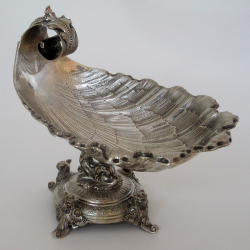 Decorative Victorian Silver Oval Chased Shell Shaped Fruit Dish (1889)