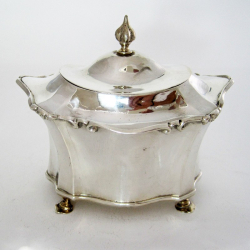 Oval Chester Silver Tea Caddy with Plain Paneled Body