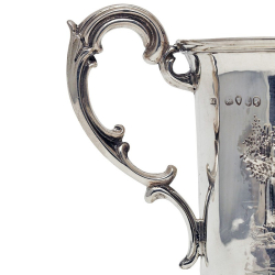 Victorian Silver Christening Mug Depicting a Child Playing wih a Dog
