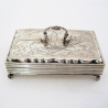 Antique Dutch Silver Jewellery Box Engraved with Farm Scenes