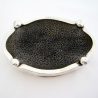 Antique Silver Jewellery Box in a Shaped Oval Form and Hinged Lid