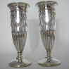 Pair of Elegant James Dixon & Son Silver Urn Shaped Vases (1971)