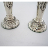 Good Quality Pair of Edwardian Silver Flower Vases with a Crimped Border