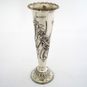 Good Quality Pair of Edwardian Silver Flower Vases with a Crimped Border