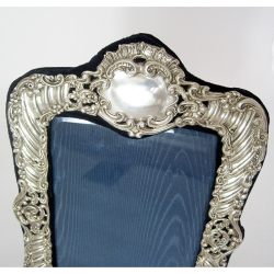 Late Victorian Silver Photo Frame Decorated with Scrolls and Flowers
