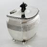 Georgian Style Late Victorian Oval Cut Corner Silver Tea Caddy