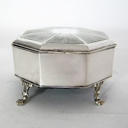 Unusual Large Octagonal Silver Jewellery or Casket Box