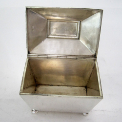 Georgian Style Sarcophagus Shaped Silver Tea Caddy