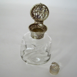 Victorian William Comyns Silver Top and Glass Perfume Bottle