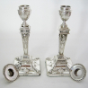 Pair of Classical Edwardian Adams Style Silver Candlesticks