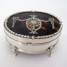 Edwardian Silver and Tortoiseshell Oval Jewellery or Trinket Box