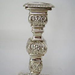 Pair of Ornate Late Victorian Silver Candlesticks