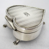 Silver Heart Shaped Jewellery Casket or Box with a Hinged Lid