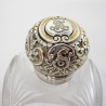 Unusual Large Square Shaped Late Victorian Silver Capped Perfume Bottle