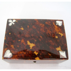Victorian Chester Silver and Tortoiseshell Playing Card Box